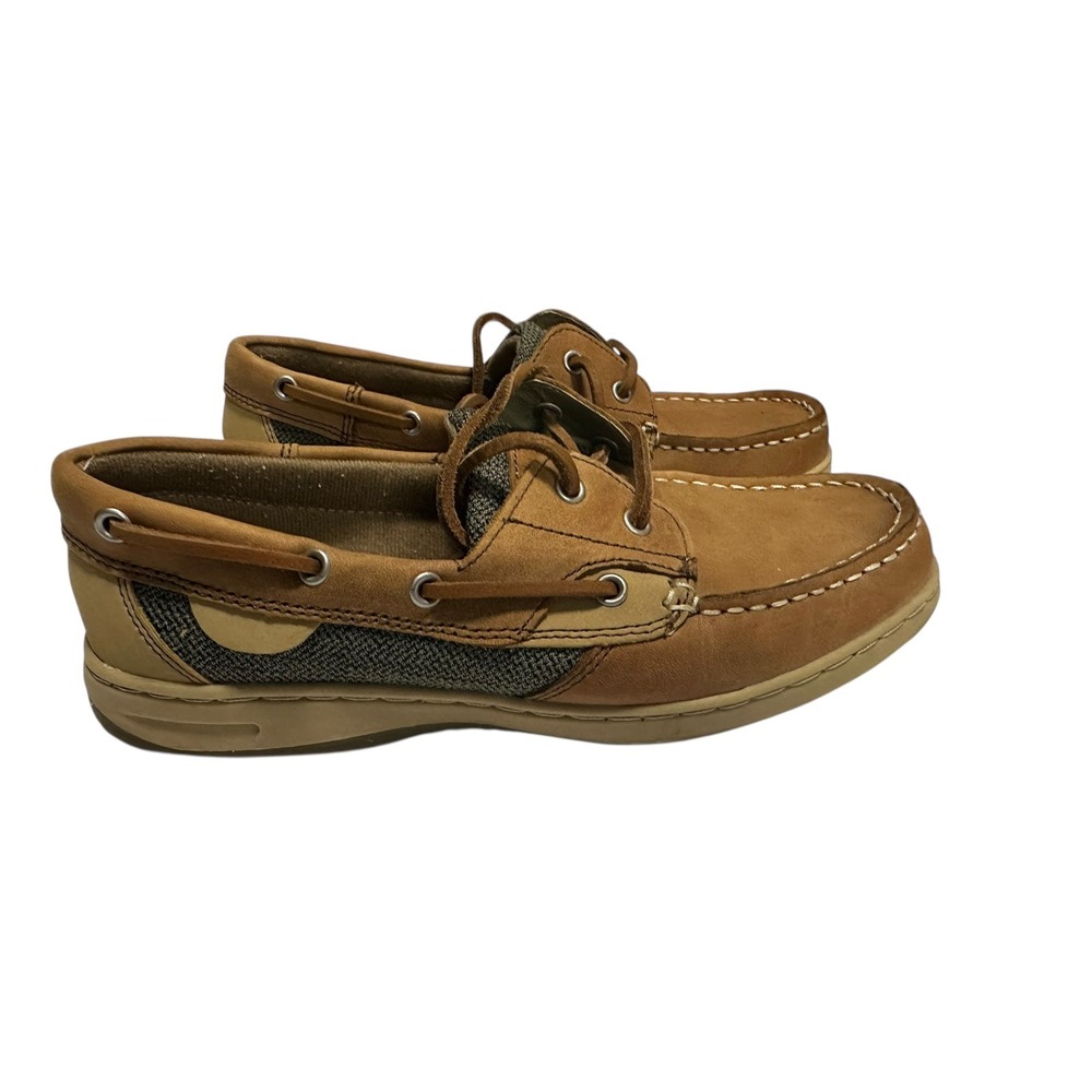 Boat Shoes Tan Brown Leather Lace Up Casual Comfort Loafers